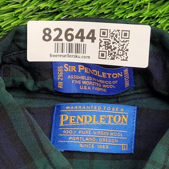 Vintage Pendleton Flannel Plaid Button Shirt Large 24x30 Blue Green - Picture 8 of 12